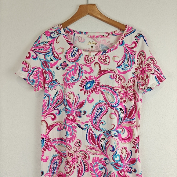 Lilly Pulitzer Nwot Cody Floral T-Shirt Swing Mini Dress Coconut Flitting About - Picture 5 of 14
